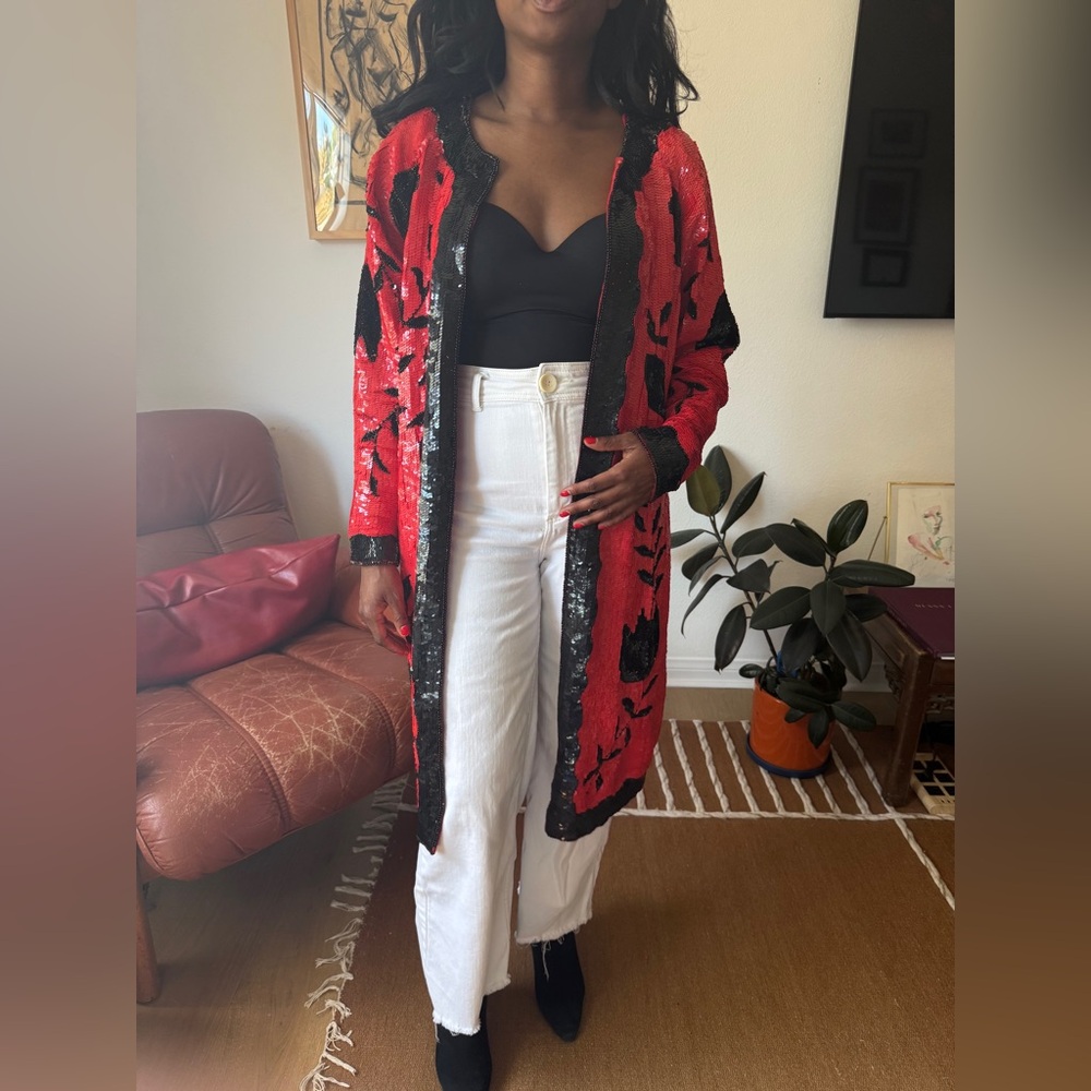 Vintage Long Lined Sequined Jacket
